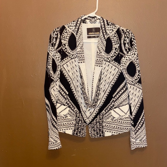 Roberto Cavalli Jackets & Blazers - Roberto Cavalli Monochrome Patterned Blazer 100% silk